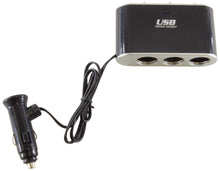 Load image into Gallery viewer, Car Triple Socket Splitter with Independent On/Off Switches, One USB Port
