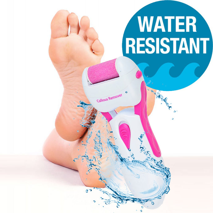 Portable Electric Callus Remover - Dead, Cracked, Dry Skin Shaver - Battery Operated - Water Resistant - Includes 2 rollers (coarse and extra-coarse)