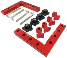 Load image into Gallery viewer, 90 Degree Positioning Squares with 4 Clamps, 5.5&quot; x 5.5&quot; (14x14cm) Sturdy Aluminum Alloy L-Type Right Angle Corner Clamp for Woodworking
