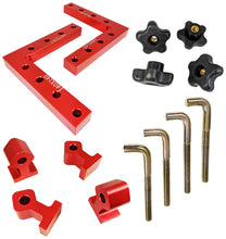 Load image into Gallery viewer, 90 Degree Positioning Squares with 4 Clamps, 5.5&quot; x 5.5&quot; (14x14cm) Sturdy Aluminum Alloy L-Type Right Angle Corner Clamp for Woodworking
