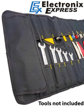Load image into Gallery viewer, Portable 22 Pocket Tool Holder with 15 Socket Slots, Organizer Rolls into Bag with Handle, Ideal for Travel and On-Site Jobs, Measures 22&quot; x 14&quot; Unrolled
