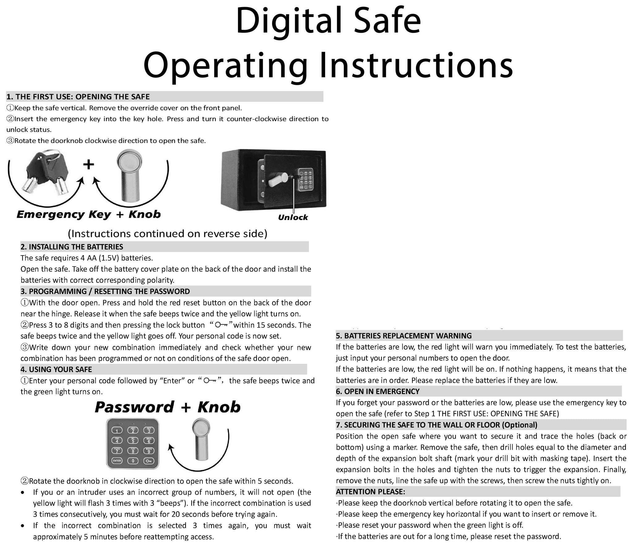 Amazon Digital Safe Instructions.pdf Open Safe Instructions