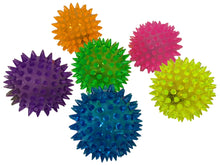 Load image into Gallery viewer, Light-up Flashing LED Spiky Squeaky Balls, Blinking Party Toys, 6 Pack - Colors May Vary (NOT FOR PETS, DO NOT GIVE TO YOUR PET)
