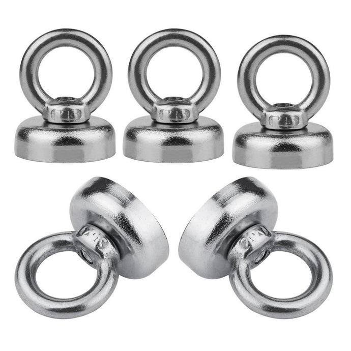 5 Pack Salvage Magnet, 22 Pounds Magnetic Hook, Round Base Magnet Fastener with Eyebolt, Steel NdFeB Pot