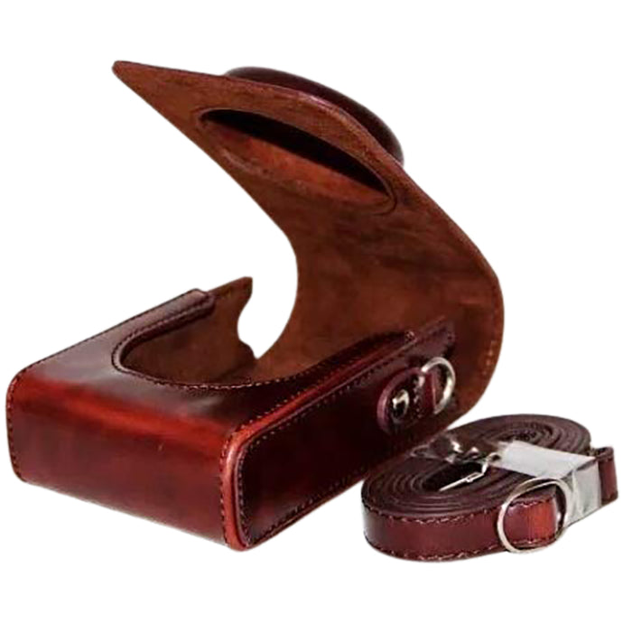 PU Leather Camera Case Protecting Bag with Shoulder Strap for Ricoh GR 16.2 MP Digital Camera (Dark Brown)