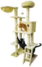 Load image into Gallery viewer, Beige Cat Tree Tower for Indoor Cats &amp; Kittens, 57&quot; Tall Multi-Level with Comfy Perch &amp; Basket, Hideaway Condo, Sisel Scratcher Posts &amp; Mini Ladder
