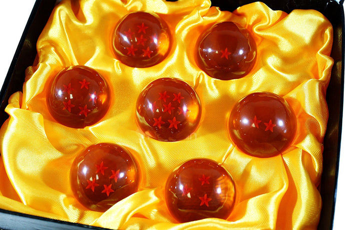 Complete Set of Acrylic Miniature Collectible Crystal Dragon Balls - 1.7 Inches Each - Includes Display Box