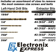 Load image into Gallery viewer, 10 Piece Screw Extractor and Left Hand Drill Bit Set, Easily Remove Stripped Screws and Damaged Bolts, Includes
