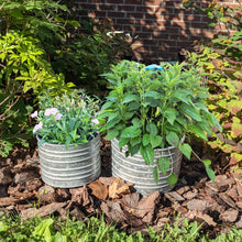 Load image into Gallery viewer, Set of Two Different Size (1½ Gallons and 1 Gallon) Galvanized Ribbed Flower Pots for Indoor or Outdoor Plants - Rustic Look, Ideal for Farmhouse Theme
