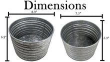 Load image into Gallery viewer, Set of Two Different Size (1½ Gallons and 1 Gallon) Galvanized Ribbed Flower Pots for Indoor or Outdoor Plants - Rustic Look, Ideal for Farmhouse Theme
