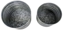 Load image into Gallery viewer, Set of Two Different Size (1½ Gallons and 1 Gallon) Galvanized Ribbed Flower Pots for Indoor or Outdoor Plants - Rustic Look, Ideal for Farmhouse Theme
