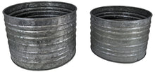 Load image into Gallery viewer, Set of Two Different Size (1½ Gallons and 1 Gallon) Galvanized Ribbed Flower Pots for Indoor or Outdoor Plants - Rustic Look, Ideal for Farmhouse Theme
