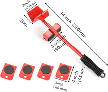 Load image into Gallery viewer, Heavy Duty Furniture Lifting and Moving Set - Includes Four Rotatable Sliding Rollers and One Lifting Tool, Easy Single Person Operation
