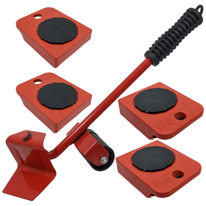 Heavy Duty Furniture Lifting and Moving Set - Includes Four Rotatable Sliding Rollers and One Lifting Tool, Easy Single Person Operation