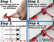 Load image into Gallery viewer, Heavy Duty Furniture Lifting and Moving Set - Includes Four Rotatable Sliding Rollers and One Lifting Tool, Easy Single Person Operation
