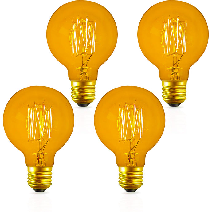 4 Pack of Dimmable G80 Vintage Edison Light Bulbs, 360 Degree Beam Angle 60W Incandescent Bulbs, 2200K Amber Glow, E26 Medium Base