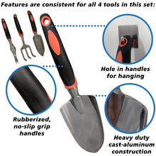 Load image into Gallery viewer, 4 Piece Gardening Tool Set - Transplant Trowel, Hand Cultivator Rake, Hand Trowel, and Weed Remover

