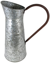 Load image into Gallery viewer, Large Galvanized Metal Pitcher Vase, 1.5 Gallon, 15.6&quot; Tall, Rustic Look for Country and Farmhouse Themed Home
