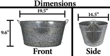 Load image into Gallery viewer, Galvanized Metal 8 Gallon Oval Ice Bucket with Handles, Beverage Holder Tub for Farmhouse or Country Themed Party
