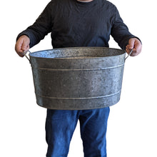 Load image into Gallery viewer, Galvanized Metal 8 Gallon Oval Ice Bucket with Handles, Beverage Holder Tub for Farmhouse or Country Themed Party
