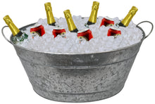 Load image into Gallery viewer, Galvanized Metal 8 Gallon Oval Ice Bucket with Handles, Beverage Holder Tub for Farmhouse or Country Themed Party
