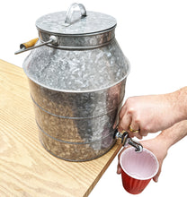 Load image into Gallery viewer, 2½ Gallon Beverage Dispenser with Spout for Pouring, Carry Handle, &amp; Lid - Sturdy Galvanized Steel, Indoor &amp; Outdoor, Silver Color (12&quot; Tall, 9&quot; Wide)
