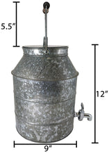 Load image into Gallery viewer, 2½ Gallon Beverage Dispenser with Spout for Pouring, Carry Handle, &amp; Lid - Sturdy Galvanized Steel, Indoor &amp; Outdoor, Silver Color (12&quot; Tall, 9&quot; Wide)
