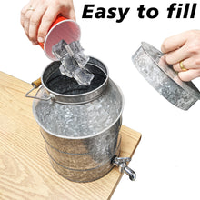 Load image into Gallery viewer, 2½ Gallon Beverage Dispenser with Spout for Pouring, Carry Handle, &amp; Lid - Sturdy Galvanized Steel, Indoor &amp; Outdoor, Silver Color (12&quot; Tall, 9&quot; Wide)

