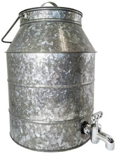 Load image into Gallery viewer, 2½ Gallon Beverage Dispenser with Spout for Pouring, Carry Handle, &amp; Lid - Sturdy Galvanized Steel, Indoor &amp; Outdoor, Silver Color (12&quot; Tall, 9&quot; Wide)
