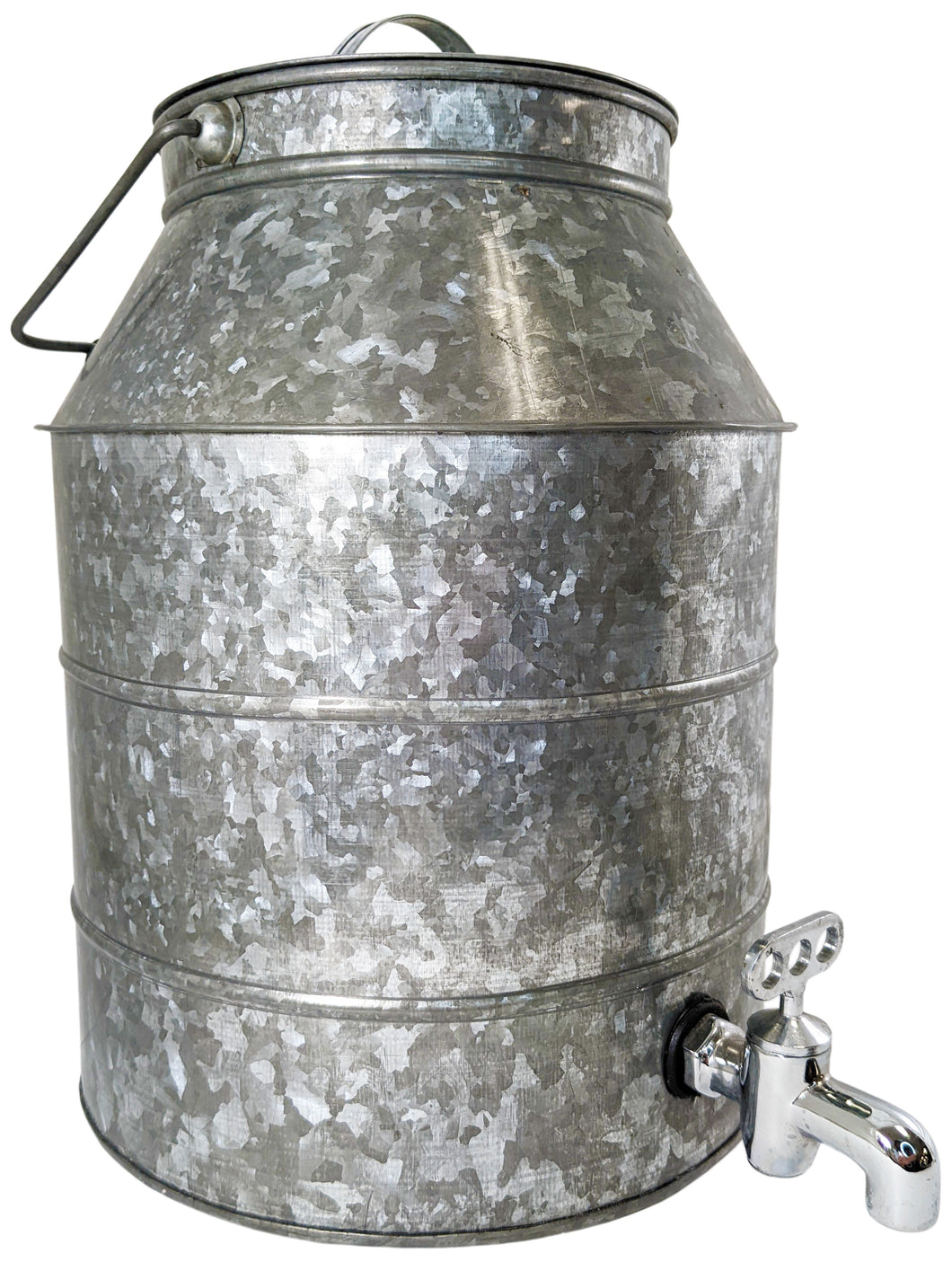 2½ Gallon Beverage Dispenser with Spout for Pouring, Carry Handle, & Lid - Sturdy Galvanized Steel, Indoor & Outdoor, Silver Color (12