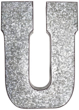 Load image into Gallery viewer, Huge 20&quot; Metal Letter U Wall Décor, Silver with Rusted Edges, Galvanized Wall Mountable Decoration for Country, Mid-Century, or Farmhouse Theme
