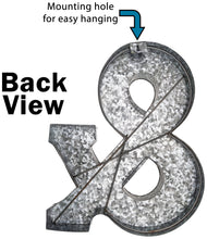 Load image into Gallery viewer, 20&quot; Metal &amp; (and / ampersand) Symbol Wall Décor, Silver with Rusted Edges, Galvanized Wall Mountable Decoration for Country, Mid-Century, or Farmhouse Theme
