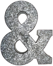 Load image into Gallery viewer, 20&quot; Metal &amp; (and / ampersand) Symbol Wall Décor, Silver with Rusted Edges, Galvanized Wall Mountable Decoration for Country, Mid-Century, or Farmhouse Theme
