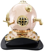 Load image into Gallery viewer, 18 Inch Solid Copper &amp; Brass Replica 1941 U.S. Navy Mark IV Diving Helmet + Wooden Display Stand, Collectible Nautical Marine Memorabilia Decoration
