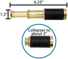 Load image into Gallery viewer, 6&quot; Handheld Brass Telescope with Wooden Storage Box - Functional Pirate Spyglass, Collapsible Design for Costume / Cosplay or Decoration

