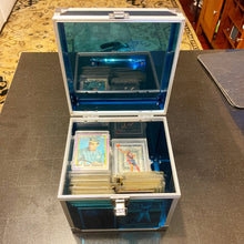 Load image into Gallery viewer, See-through Blue Acrylic and Metal Storage Box Container with Latch and Handle, Measures 7.5&quot; x 7.1&quot; x 7.25&quot;, Holds Playing Cards, Jewelry, Toiletries, and more - by SciencePurchase
