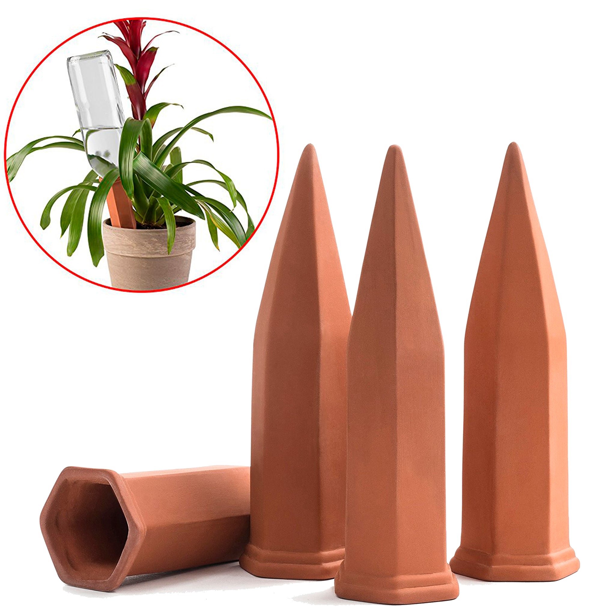 SciencePurchase Set of 4 Plant Sitter Self-Watering Stakes for Indoor and Outdoor Plants
