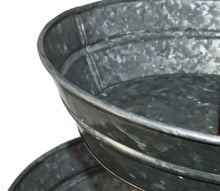 Load image into Gallery viewer, 3 Tier Galvanized Steel Serving Tray with Handle, Rustic Vintage Farmhouse Style Party Platters for Cupcakes, Fruit, and Other Desserts or Foods
