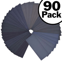 Load image into Gallery viewer, 90 Pack Sandpaper Sheet Assortment, 400 to 3000 Grit for Wet or Dry Sanding 9 x 3.6 Inch Waterproof Sheets for Automotive, Wood Furniture Finishing
