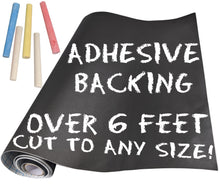 Load image into Gallery viewer, Blackboard Sticker with Adhesive Backing, 78 Inches by 17 Inches, Cut to Desired Size, Includes 5 Chalk Sticks, Ideal for Walls, Doors, Refrigerators
