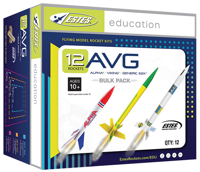 Bulk Rockets Estes 1753 AVG Rocket Bulk Pack, Includes 12 Model Rocket Kits (8 Inte ...