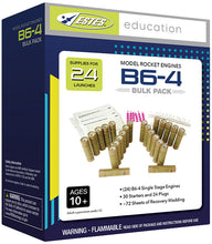 Load image into Gallery viewer, Estes B6-4 Model Rocket Engine Bulk Pack - Includes 24 Engines with Starters, Plugs, and Recovery Wadding (1783)

