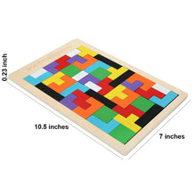 Load image into Gallery viewer, 40 Piece Wooden Brain Teaser Puzzle, Solve by Fitting All Pieces Into Frame or Use Creativity to Design Artwork, Montessori Tangram Educational Toy
