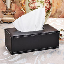 Load image into Gallery viewer, Black PU Leather Tissue Box Cover for Short 3.1-inch Tall Tissue Boxes - Facial Tissue Holder Case for Home, Office, Car
