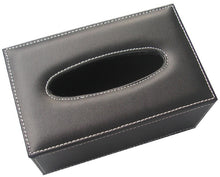Load image into Gallery viewer, Black PU Leather Tissue Box Cover for Short 3.1-inch Tall Tissue Boxes - Facial Tissue Holder Case for Home, Office, Car
