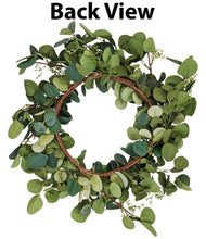 Load image into Gallery viewer, 19 Inch Artificial Eucalyptus Wreath with Realistic Foliage and White Berries - Ideal for Front Door, Window, Wall
