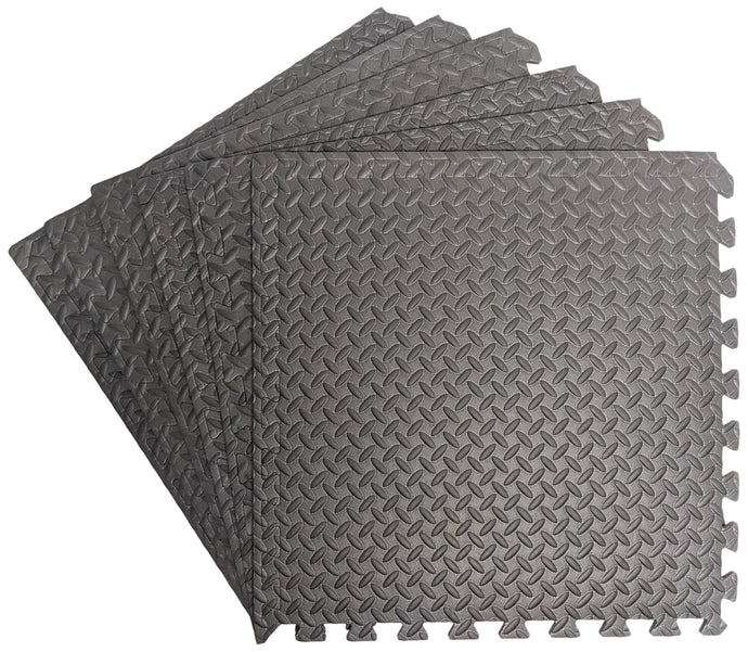 Interlocking Foam Tiles Thick Exercise Mat - Soft Supportive Cushion for Exercising or Gym Equipment Floor Protection, Non-Skid Texture