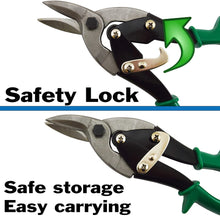 Load image into Gallery viewer, Heavy Duty Offset Straight and Right-Cut Aviation Tin Snips Metal Cutter, 10 Inch Overall Length with Comfort Grip Handle
