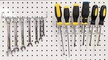 Load image into Gallery viewer, 80 Piece Pegboard Hooks &amp; Holders Set for 1/8&quot; or 1/4&quot; Pegboards with 1&quot; Spacing - Includes Straight, Curved, Angled Hook + Ring, Plier Holder + Bins
