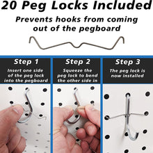 Load image into Gallery viewer, 80 Piece Pegboard Hooks &amp; Holders Set for 1/8&quot; or 1/4&quot; Pegboards with 1&quot; Spacing - Includes Straight, Curved, Angled Hook + Ring, Plier Holder + Bins
